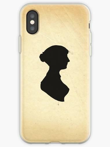 Jane Austen silhouette on tan.