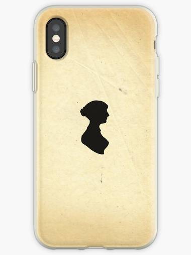 Jane Austen silhouette on tan phone case.