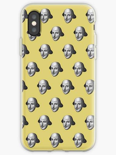 Shakespeare's head on yellow phone case.